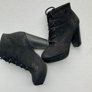 Black Heeled Lace up Booties - Target Brand - Mossimo Supply CO Size 7